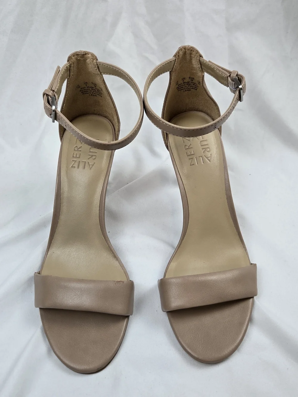Naturalizer Women's Nude Taupe Ankle Strap Heels Sandals 7.5M 38 Open Toe